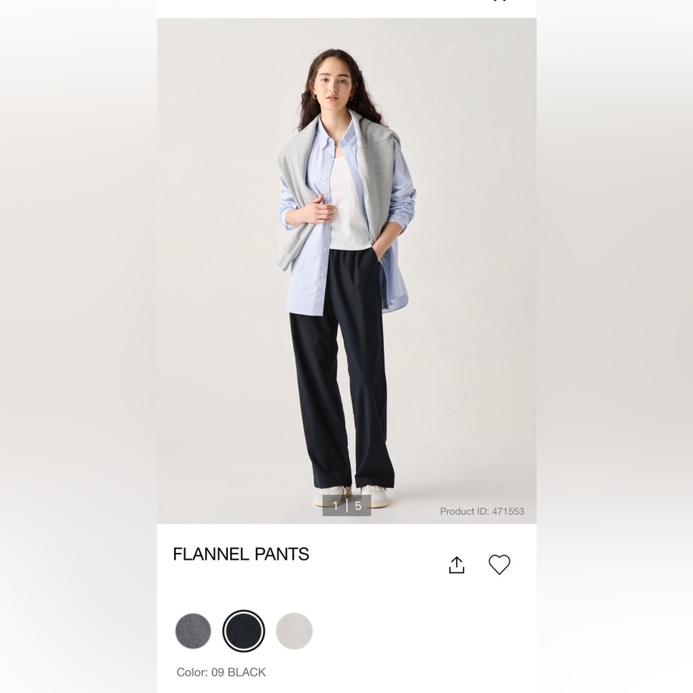 Flannel Wide-Leg Pants in Black